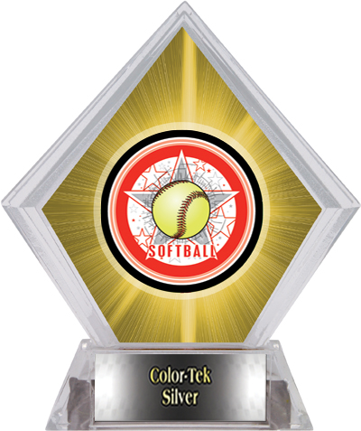 All-Star Softball Yellow Diamond Ice Trophy. Engraving is available on this item.