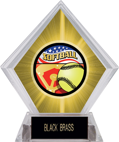Americana Softball Yellow Diamond Ice Trophy. Engraving is available on this item.