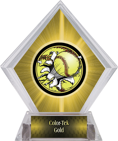 Bust-Out Softball Yellow Diamond Ice Trophy. Personalization is available on this item.