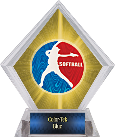 Spirit Softball Yellow Diamond Ice Trophy. Engraving is available on this item.