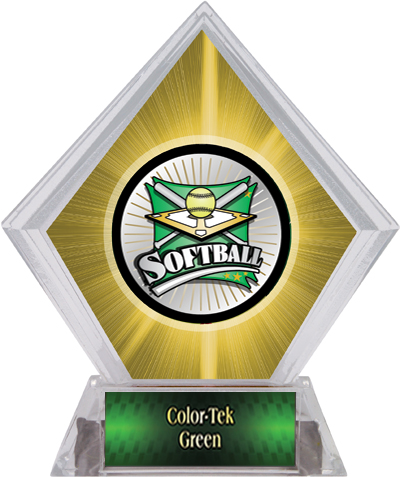 Xtreme Softball Yellow Diamond Ice Trophy. Personalization is available on this item.