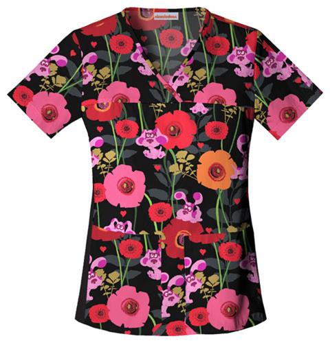 Cherokee Tooniforms Womens V-Neck Scrub Top. Embroidery is available on this item.