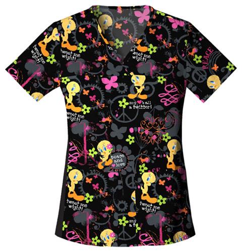 Cherokee Tooniforms Womens V-Neck Scrub Top. Embroidery is available on this item.