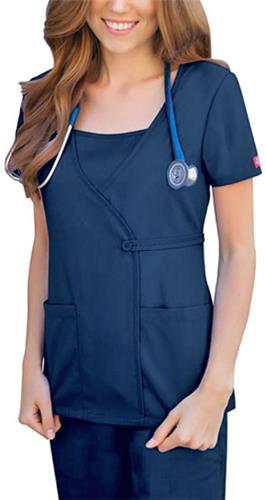 Dickies Women's Mock Wrap Scrub Top. Embroidery is available on this item.