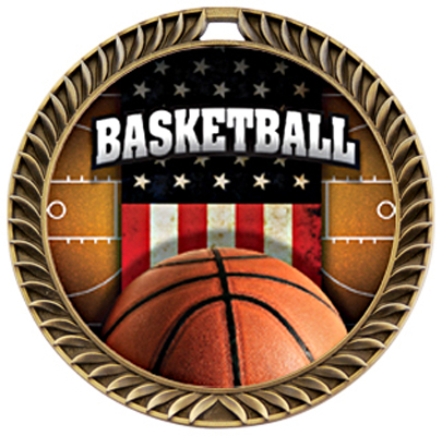 Hasty Crest Medal Basketball Patriot Insert. Personalization is available on this item.