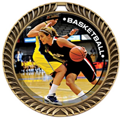 Hasty Crest Medal Basketball P.R.Female Insert. Personalization is available on this item.