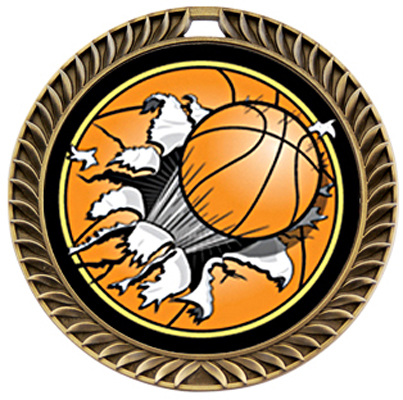 Awards Crest Basketball Medal Bust-Out M-8650B. Personalization is available on this item.