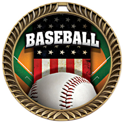 Hasty Crest Medal Patriot Baseball Insert. Personalization is available on this item.