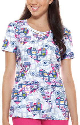 Dickies Women's Round Neck Care Package Scrub Top. Embroidery is available on this item.