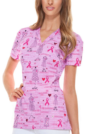 Dickies Women's Print V-Neck Scrub Top. Embroidery is available on this item.