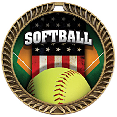 Hasty Crest Medal Softball Patriot Insert. Personalization is available on this item.