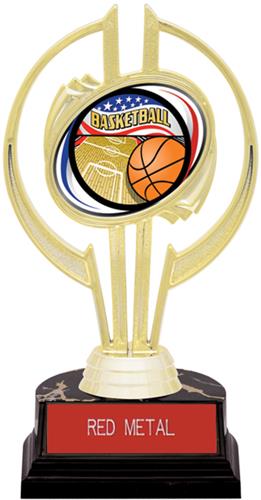 Gold Hurricane 7" Americana Basketball Trophy. Engraving is available on this item.