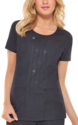 Dickies Womens Round Neck Embroidered Scrub Tops. Embroidery is available on this item.