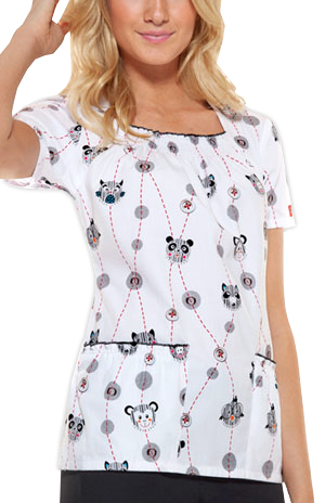 Dickies Women's Square Neck Scrub Tops. Embroidery is available on this item.