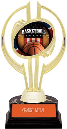 Gold Hurricane 7" Patriot Basketball Trophy. Engraving is available on this item.