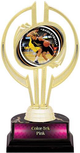 Gold Hurricane 7" P.R. Female Basketball Trophy. Personalization is available on this item.