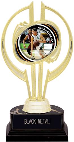 Gold Hurricane 7" P.R. Male Basketball Trophy. Engraving is available on this item.
