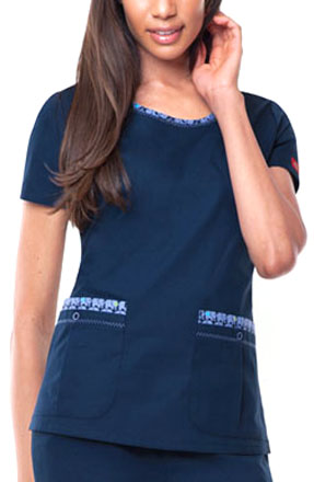 Dickies Womens Zig-Zag Stitching Scrub Tops. Embroidery is available on this item.