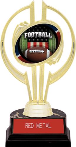 Awards Gold Hurricane 7" Patriot Football Trophy. Engraving is available on this item.