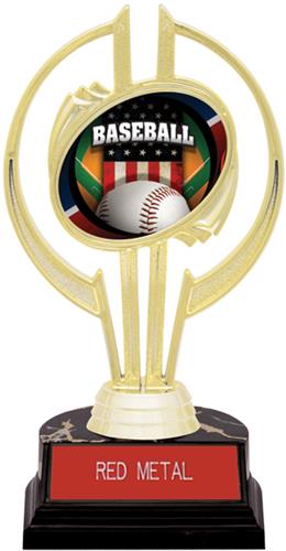 Awards Gold Hurricane 7" Patriot Baseball Trophy. Engraving is available on this item.