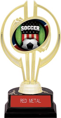 Awards Gold Hurricane 7" Patriot Soccer Trophy. Engraving is available on this item.