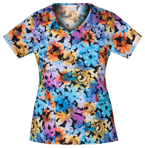 Cherokee Scrub HQ V-Neck Love This Life Scrub Top. Embroidery is available on this item.