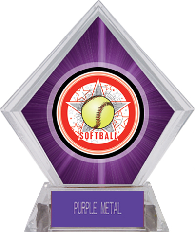 Awards All-Star Softball Purple Diamond Ice Trophy. Engraving is available on this item.