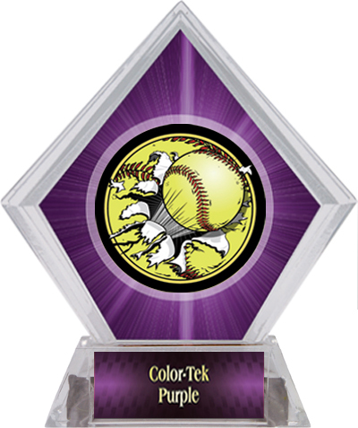 Awards Bust-Out Softball Purple Diamond Ice Trophy. Personalization is available on this item.