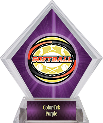 Awards Classic Softball Purple Diamond Ice Trophy. Personalization is available on this item.