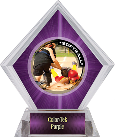 Awards P.R.2 Softball Purple Diamond Ice Trophy. Personalization is available on this item.