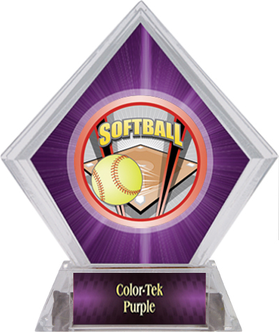 Awards ProSport Softball Purple Diamond Ice Trophy. Personalization is available on this item.