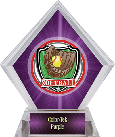 Awards Shield Softball Purple Diamond Ice Trophy. Personalization is available on this item.