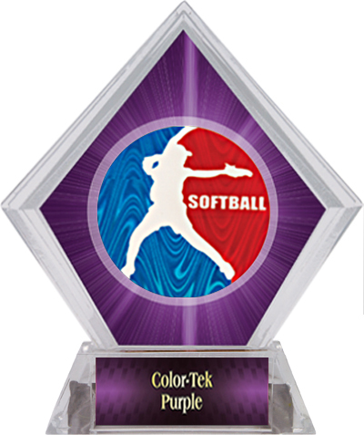 Awards Spirit Softball Purple Diamond Ice Trophy. Engraving is available on this item.