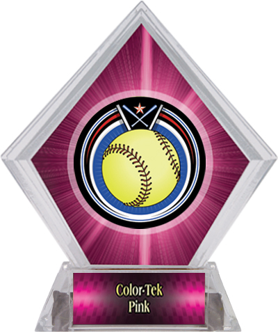 Awards Eclipse Softball Pink Diamond Ice Trophy. Personalization is available on this item.