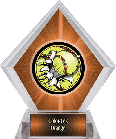 Awards Bust-Out Softball Orange Diamond Ice Trophy. Personalization is available on this item.