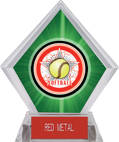 Awards All-Star Softball Green Diamond Ice Trophy. Engraving is available on this item.