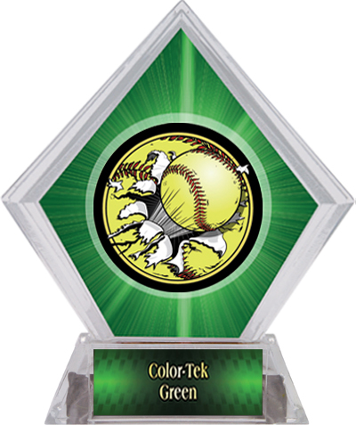 Awards Bust-Out Softball Green Diamond Ice Trophy. Personalization is available on this item.