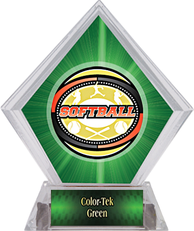 Awards Classic Softball Green Diamond Ice Trophy. Personalization is available on this item.