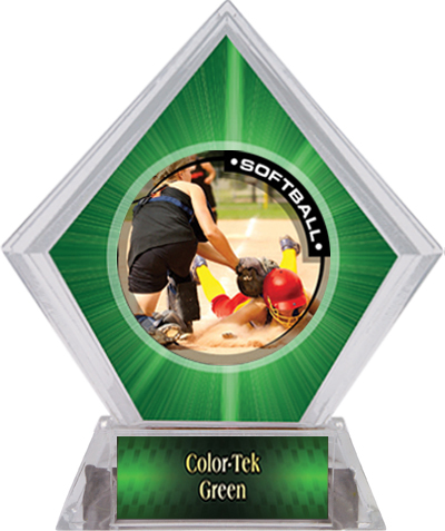Awards P.R.2 Softball Green Diamond Ice Trophy. Personalization is available on this item.
