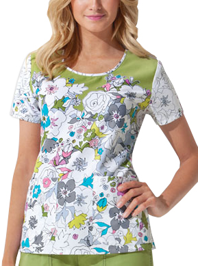 Dickies Women's Gen Flex Round Neck Scrub Top. Embroidery is available on this item.