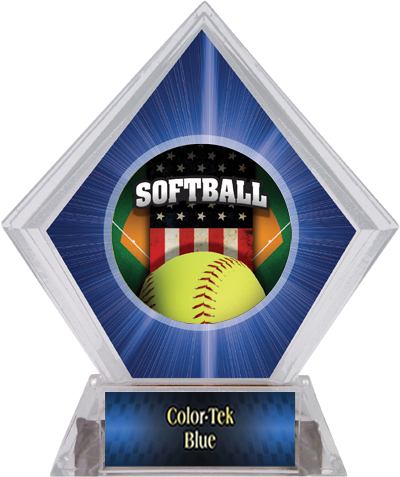 Awards Patriot Softball Blue Diamond Ice Trophy. Personalization is available on this item.