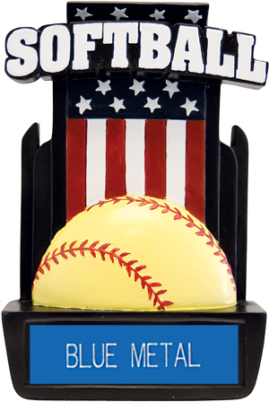 Hasty Awards 6" Patriot Softball Resin Trophies. Engraving is available on this item.
