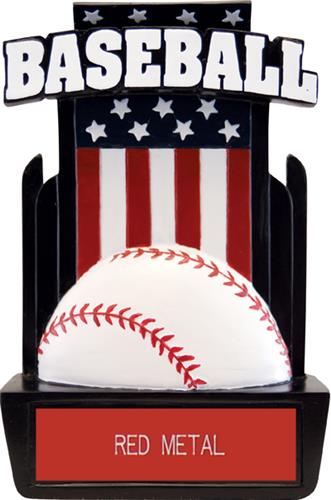 Hasty Awards 6" Patriot Baseball Resin Trophies. Engraving is available on this item.