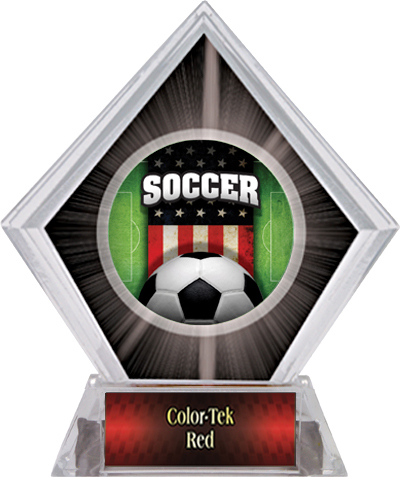 Awards Patriot Soccer Black Diamond Ice Trophy. Personalization is available on this item.