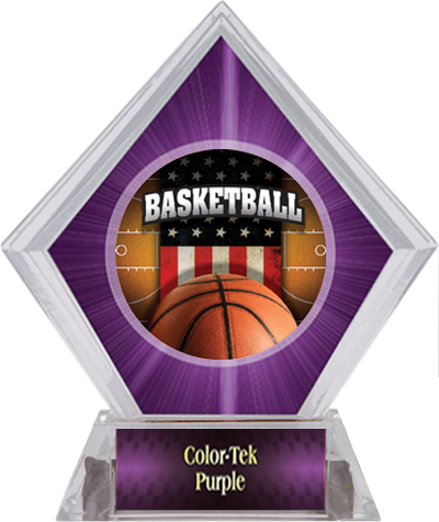 Award Patriot Basketball Purple Diamond Ice Trophy. Personalization is available on this item.