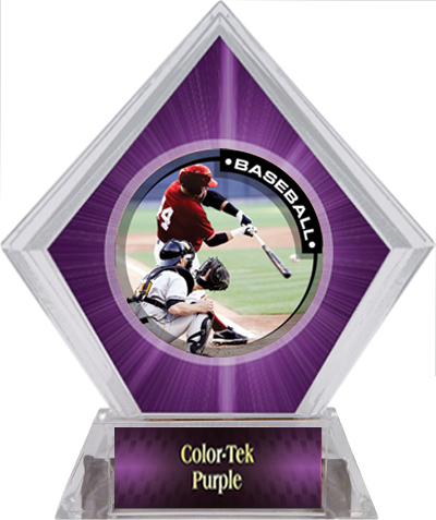 Awards P.R.1 Baseball Purple Diamond Ice Trophy. Personalization is available on this item.