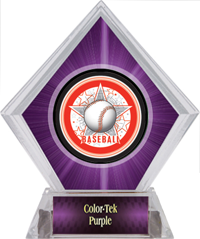 Awards All-Star Baseball Purple Diamond Ice Trophy. Engraving is available on this item.