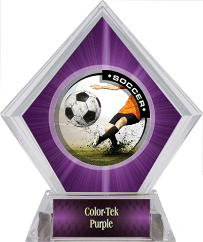 Awards P.R. Male Soccer Purple Diamond Ice Trophy. Personalization is available on this item.