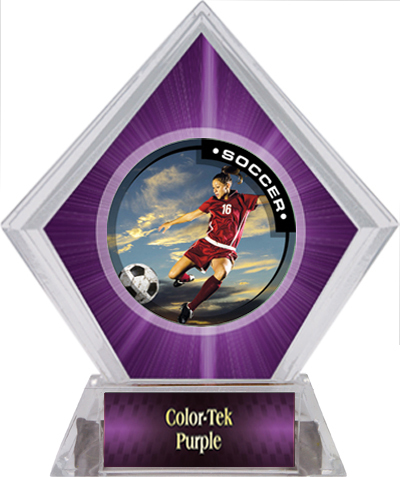 P.R. Female Soccer Purple Diamond Ice Trophy. Personalization is available on this item.