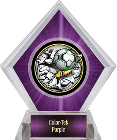 Awards Bust-Out Soccer Purple Diamond Ice Trophy. Personalization is available on this item.